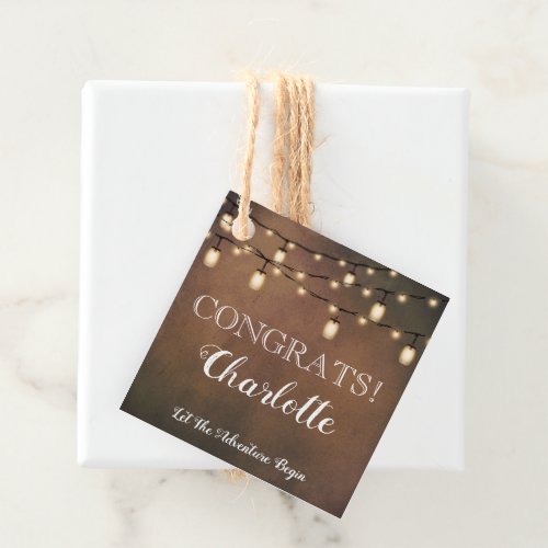 Elegant Retirement Party Glowing Lights Favor Tags