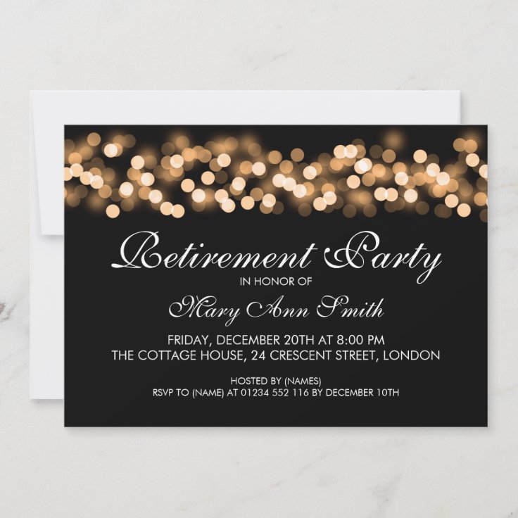 Elegant Retirement Party Gold Hollywood Glam Invitation | Zazzle