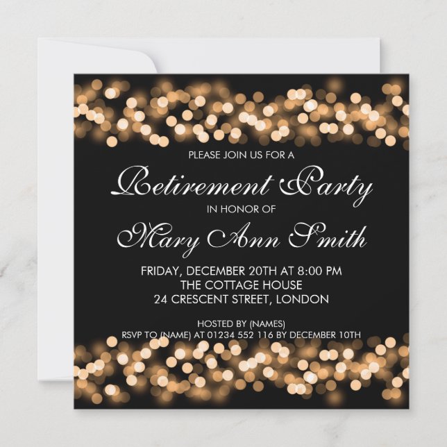 Elegant Retirement Party Gold Hollywood Glam Invitation (Front)