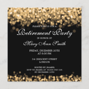 Elegant Retirement Party Gold Lights Invitation
