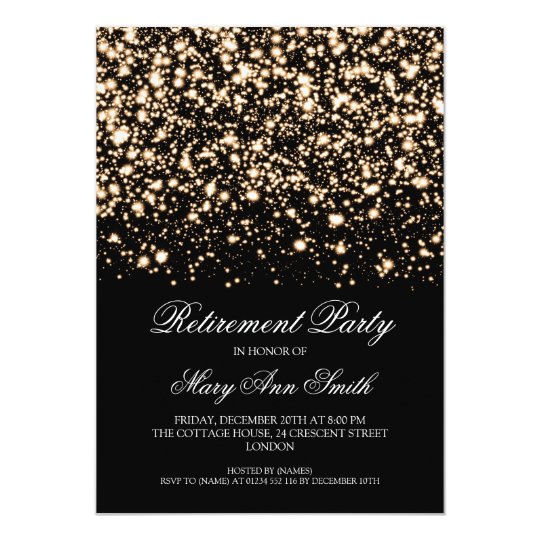 Elegant Retirement Party Gold Midnight Glam Invitation | Zazzle.com