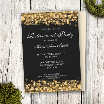 Elegant Retirement Party Gold Sparkles Invitation by Rewards4life at Zazzle