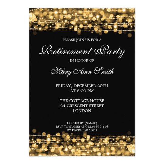 Elegant Retirement Party Gold Sparkles Invitation | Zazzle.com