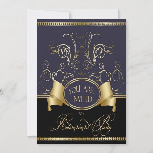 Elegant Retirement Party Invitation In Blue Black 