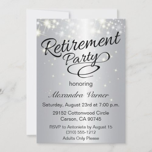 Elegant Retirement Party Invitation _ Silver