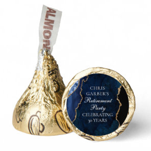 Elegant Retirement Party Navy Blue Gold Agate  Hershey®'s Kisses®