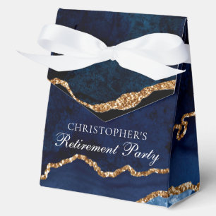 Elegant Retirement Party Navy Blue Gold Custom Favor Boxes
