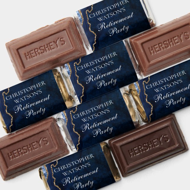 Elegant Retirement Party Navy Blue Gold Custom  Hershey's Miniatures (Assorted)