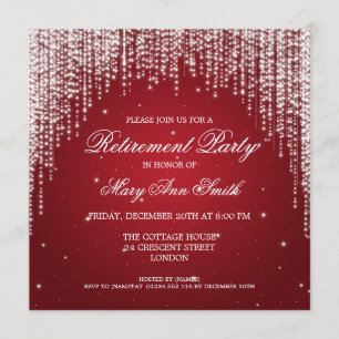 Elegant Retirement Party Night Dazzle Red Invitation