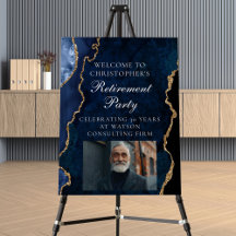 Elegant Retirement Party Photo Navy Blue Gold