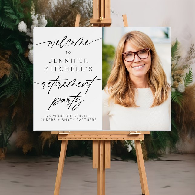 Elegant Retirement Party Photo Welcome Horizontal  Foam Board (Creator Uploaded)