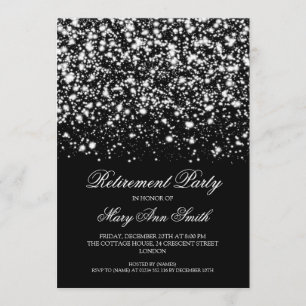 Elegant Retirement Party Silver Midnight Glam Invitation
