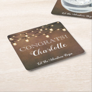 Elegant Retirement Party Square Paper Coaster