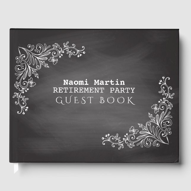 Elegant Retirement Party | Vintage Chalkboard Guest Book (Front)