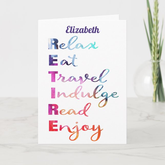Elegant Retirement Watercolor Retire Card (Front)