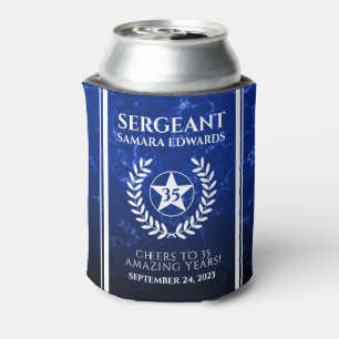 Elegant Retiring Police Officer Blue Marble Can Cooler