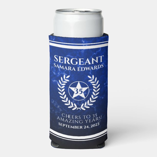 Elegant Retiring Police Officer Blue Marble Seltzer Can Cooler (Seltzer Front)