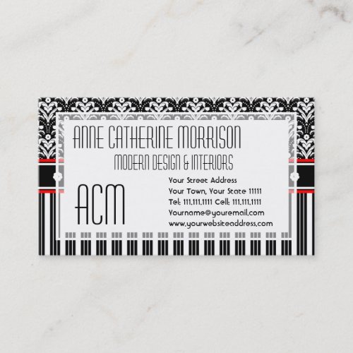 Elegant Retro 1930s Art Deco Floral Damask Business Cards