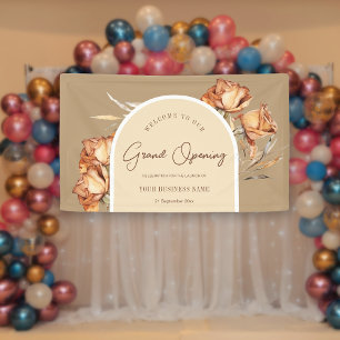 Elegant Retro Arch Flower Business Grand Opening  Banner