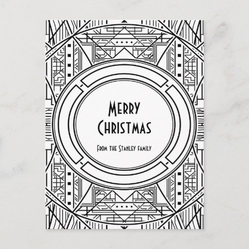 Elegant retro art deco Merry Christmas Postcard