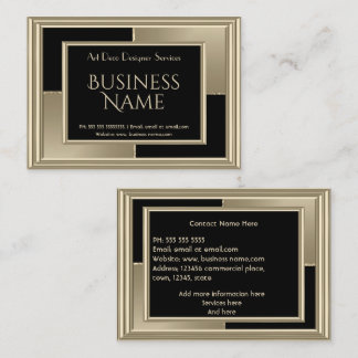 Elegant Retro Art Deco Sepia Beige Black Business Card