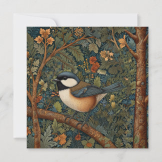 Elegant Retro Art Nouveau woodland bird Invitation
