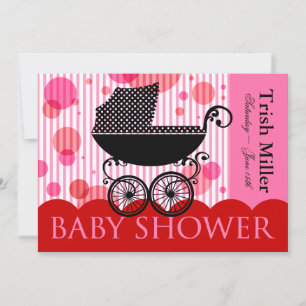 Elegant Retro Baby Carriage - Baby Shower Party Invitation