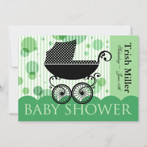Elegant Retro Baby Carriage - Baby Shower Party Personalized Invite