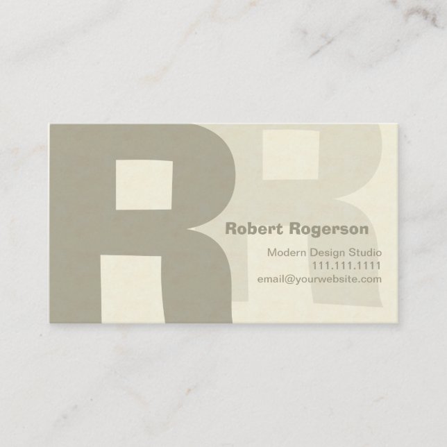 Elegant Retro Big Double Letter R Business Card (Front)
