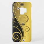 Elegant Retro Black And Gold Floral Swirl Case-mate Samsung Galaxy S9 Case at Zazzle