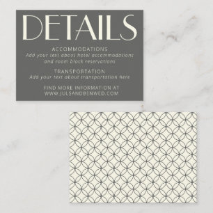 Elegant Retro Black and White Line Art Wedding   Enclosure Card