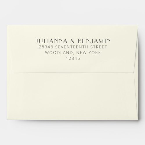 Elegant Retro Black and White Line Art Wedding  Envelope