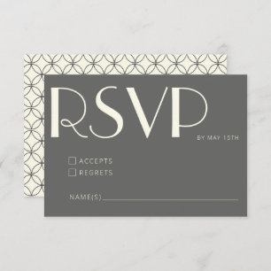 Elegant Retro Black and White Line Art Wedding RSVP Card