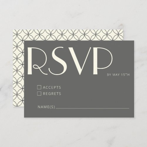 Elegant Retro Black and White Line Art Wedding  RSVP Card