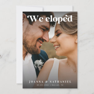 Elegant Retro Black & White Elopement Announcement