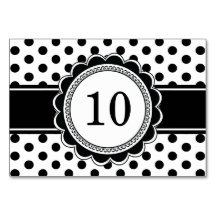 Elegant Retro Black White Polka Dot Table Numbers