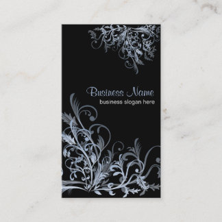 Elegant Retro Blue Flower Swirls 2 Business Card