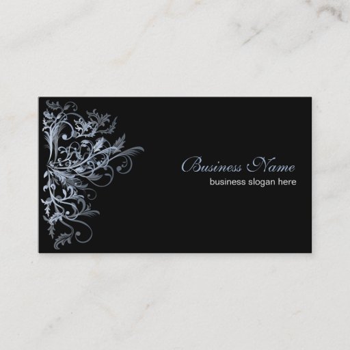 Customizable Elegant Retro Blue Flower Swirls Business Card Template