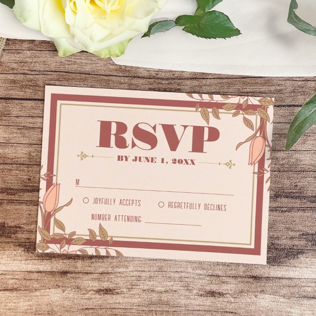 Elegant Retro Blush Floral Wedding RSVP Card (Creator Uploaded)