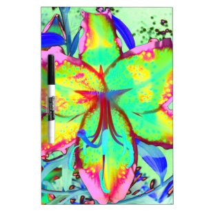 Elegant retro boho abstract green pink floral dry erase board
