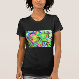 Elegant retro boho abstract green pink floral T-Shirt