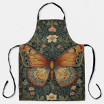 Elegant retro boho butterfly botanical greenery apron