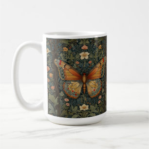 Elegant retro boho butterfly botanical greenery coffee mug