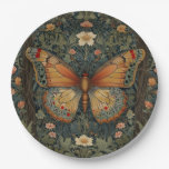 Elegant retro boho butterfly botanical greenery paper plates