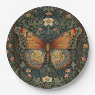 Elegant retro boho butterfly botanical greenery paper plates