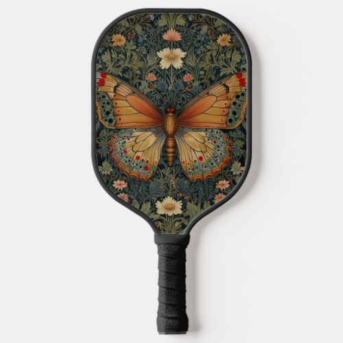 Elegant retro boho butterfly botanical greenery pickleball paddle