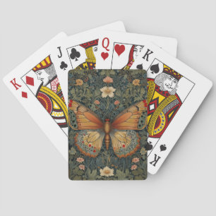Elegant retro boho butterfly botanical greenery poker cards