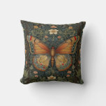 Elegant retro boho butterfly botanical greenery throw pillow