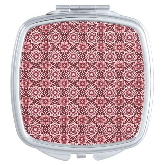 Elegant Retro Boho Floral Pattern  Compact Mirror (Front)