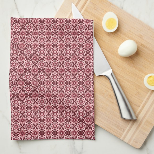 Elegant Retro Boho Floral Pattern  Kitchen Towel (Quarter Fold)